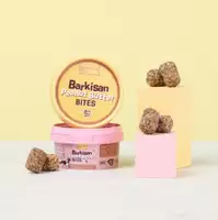 Two tubs of Barkisan Peanut Butter Bites